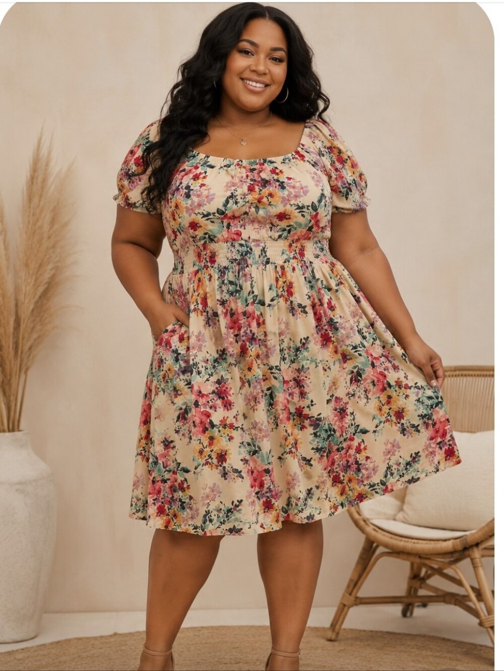 TORRID plus Size Floral Square-Neck Short Sleeve Dress NWT